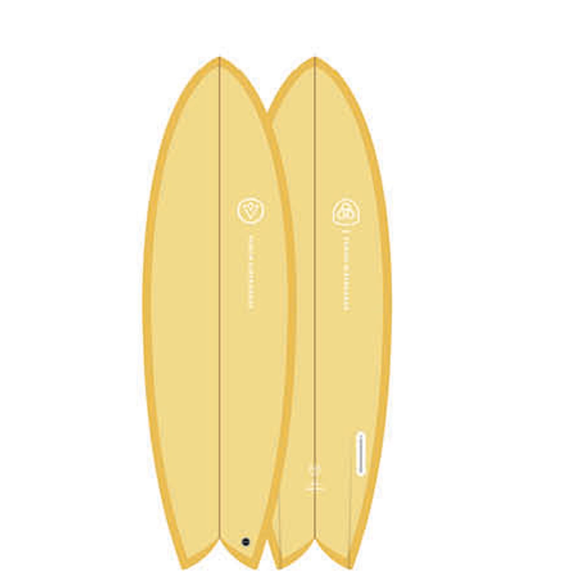 Surfboard VENON Node 5.11 Twinfin Retro Fish straw